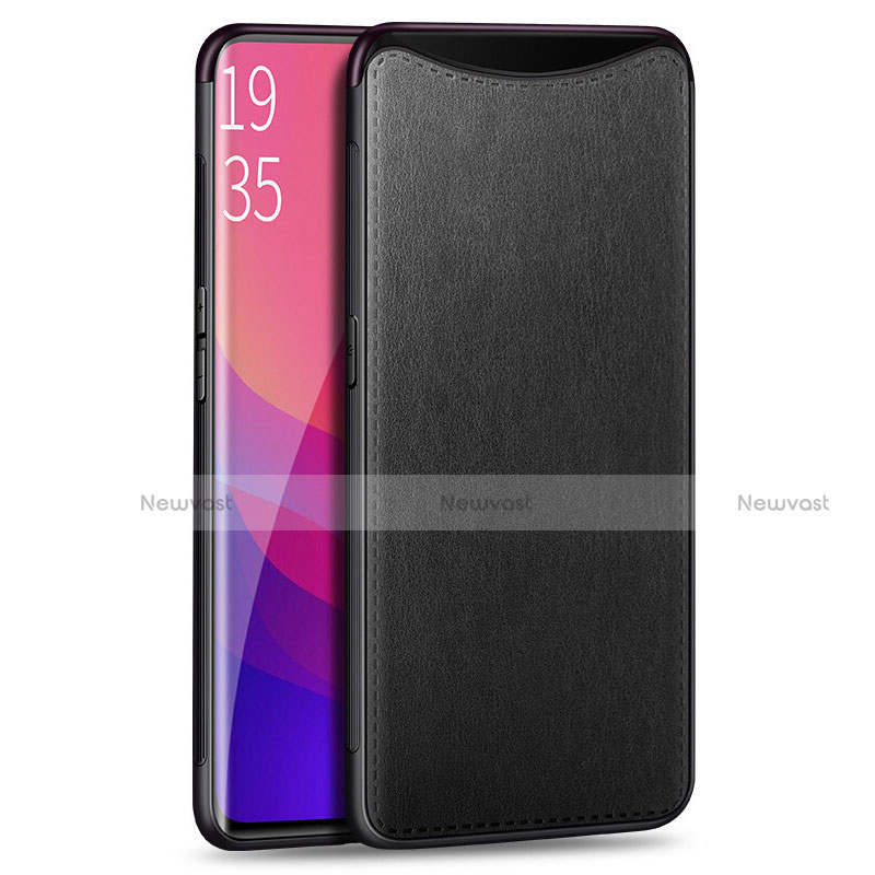 Soft Luxury Leather Snap On Case Cover R01 for Oppo Find X Black