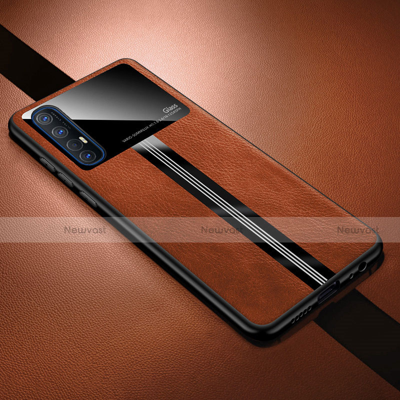Soft Luxury Leather Snap On Case Cover R01 for Oppo Find X2 Neo Brown
