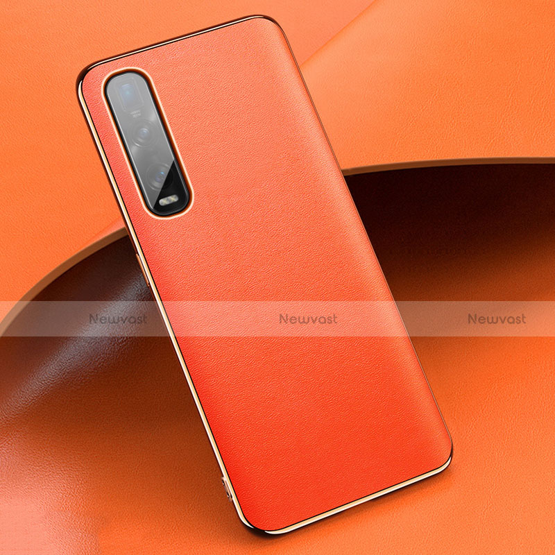 Soft Luxury Leather Snap On Case Cover R01 for Oppo Find X2 Pro Orange