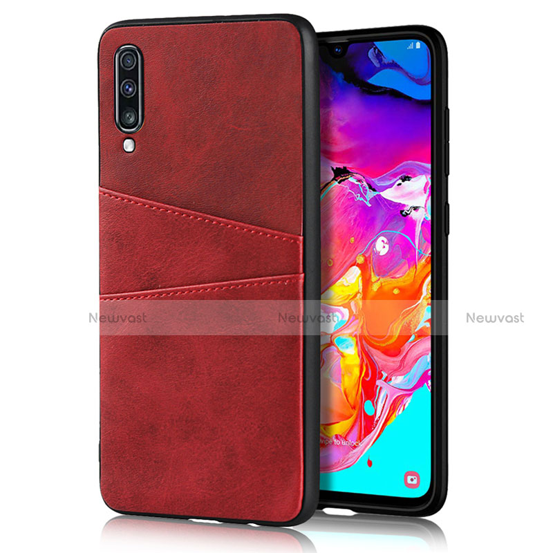 Soft Luxury Leather Snap On Case Cover R01 for Samsung Galaxy A90 5G Red
