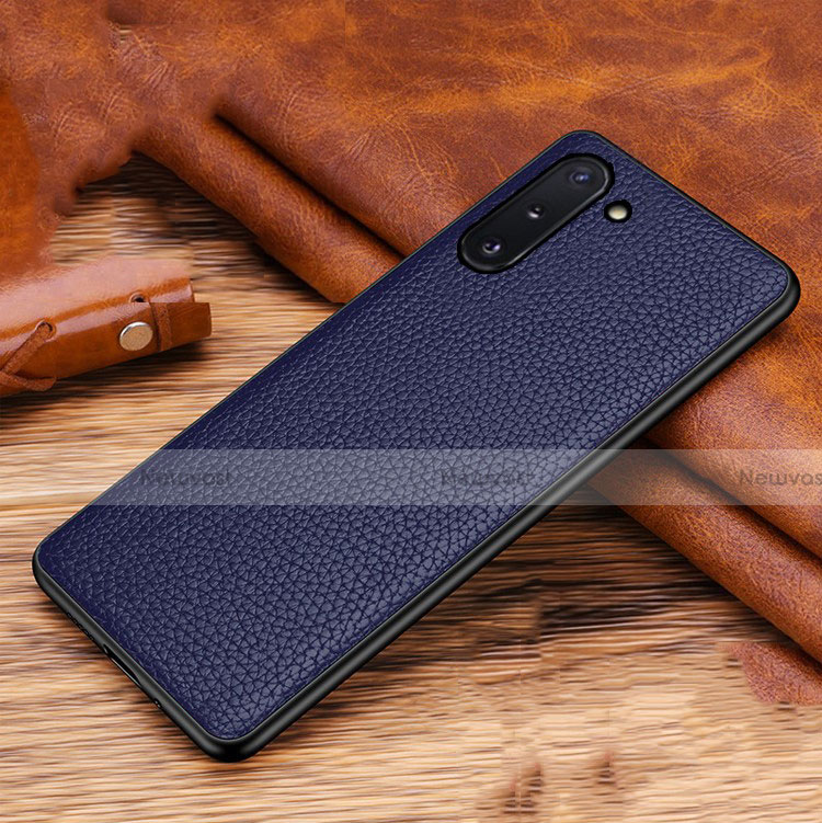 Soft Luxury Leather Snap On Case Cover R01 for Samsung Galaxy Note 10 5G Blue