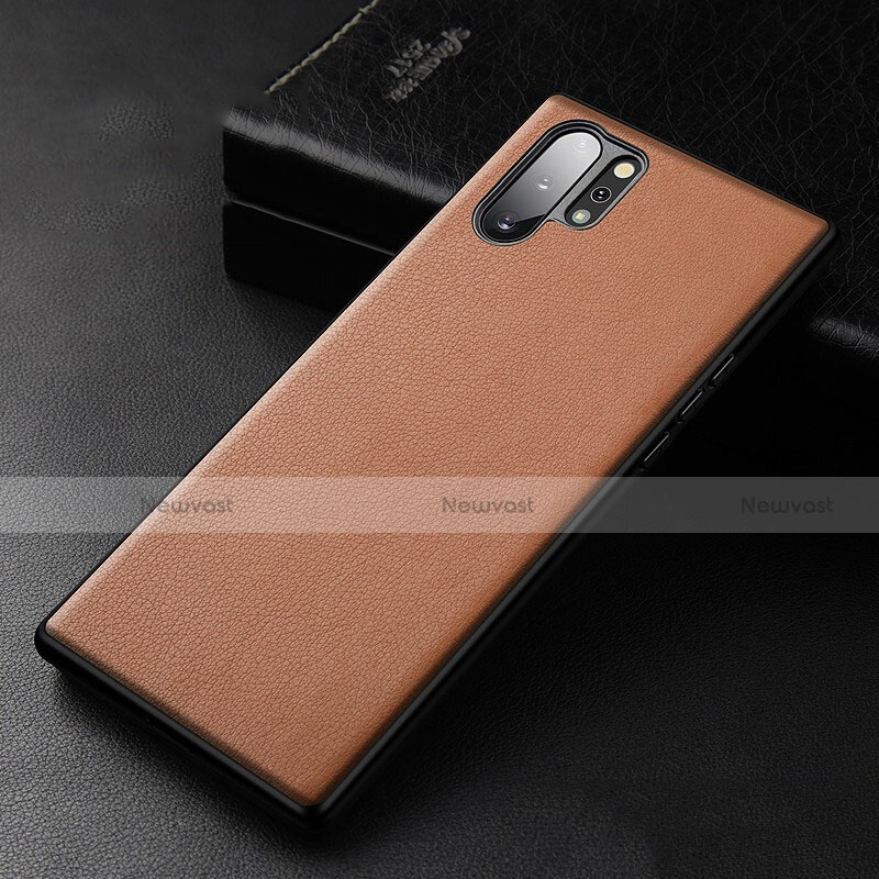 Soft Luxury Leather Snap On Case Cover R01 for Samsung Galaxy Note 10 Plus 5G Orange