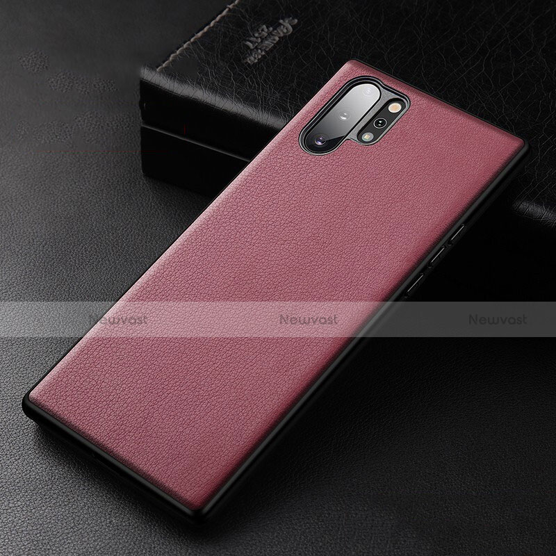 Soft Luxury Leather Snap On Case Cover R01 for Samsung Galaxy Note 10 Plus 5G Red