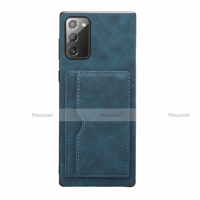 Soft Luxury Leather Snap On Case Cover R01 for Samsung Galaxy Note 20 5G Blue