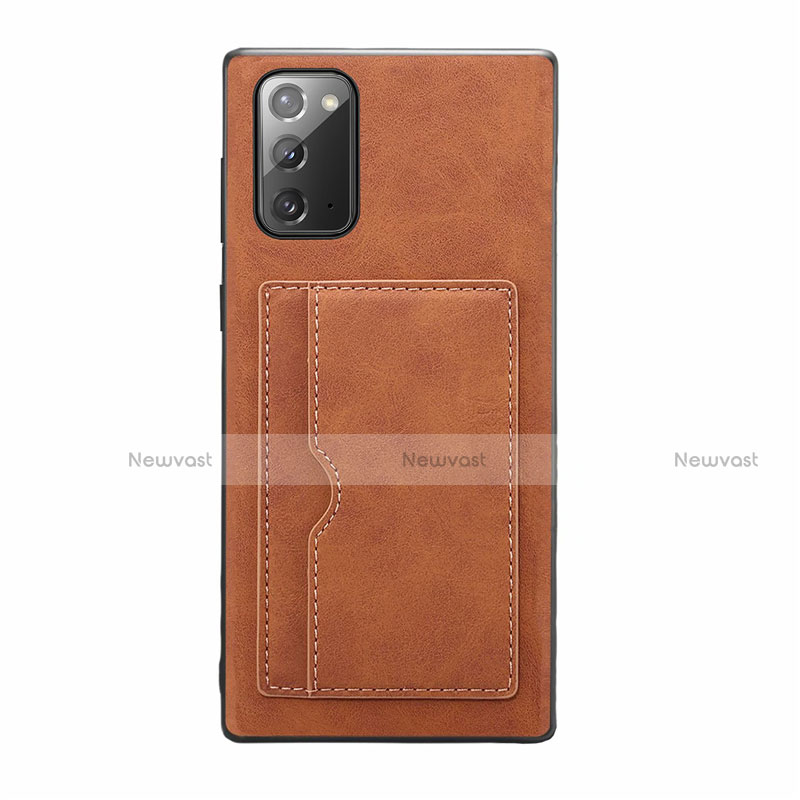 Soft Luxury Leather Snap On Case Cover R01 for Samsung Galaxy Note 20 5G Brown