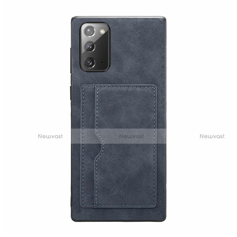 Soft Luxury Leather Snap On Case Cover R01 for Samsung Galaxy Note 20 5G Dark Gray