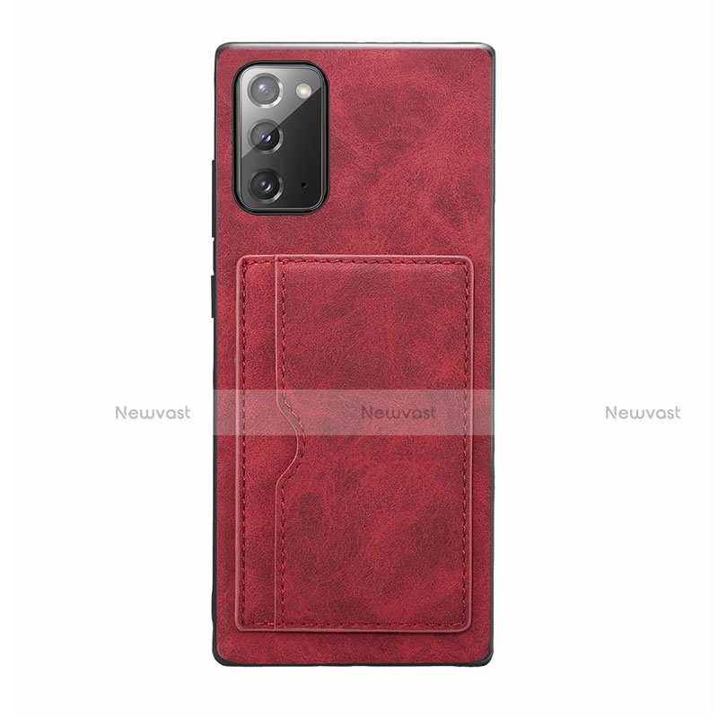 Soft Luxury Leather Snap On Case Cover R01 for Samsung Galaxy Note 20 5G Red