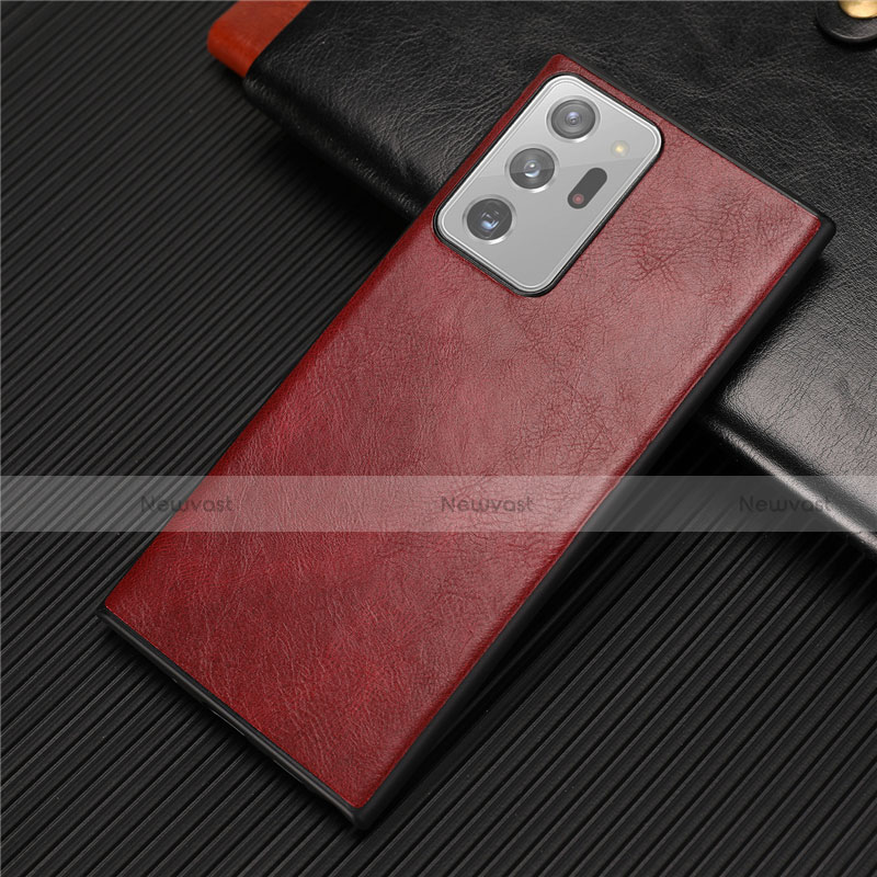 Soft Luxury Leather Snap On Case Cover R01 for Samsung Galaxy Note 20 Ultra 5G Red