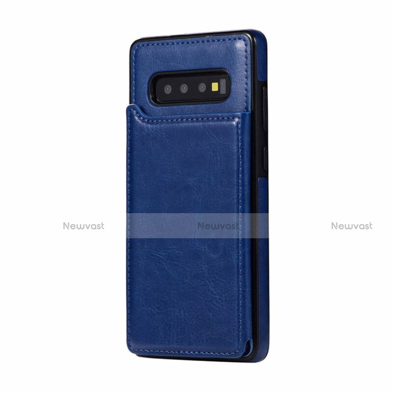 Soft Luxury Leather Snap On Case Cover R01 for Samsung Galaxy S10 Plus Blue