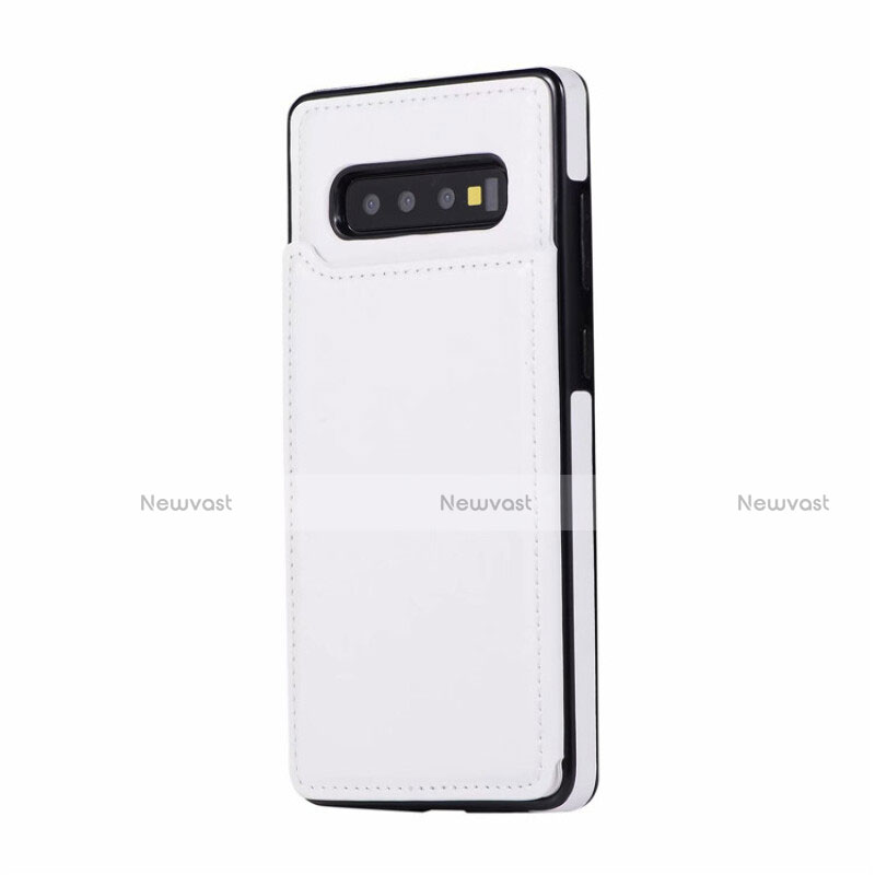 Soft Luxury Leather Snap On Case Cover R01 for Samsung Galaxy S10 Plus White