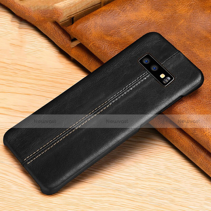 Soft Luxury Leather Snap On Case Cover R01 for Samsung Galaxy S10e Black