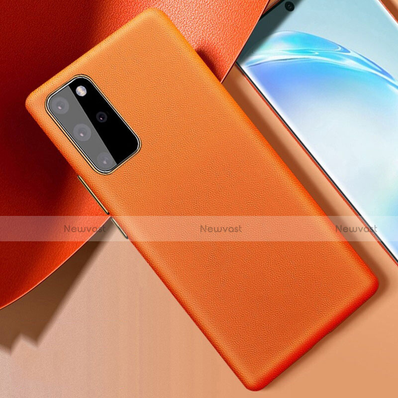 Soft Luxury Leather Snap On Case Cover R01 for Samsung Galaxy S20 Plus Orange