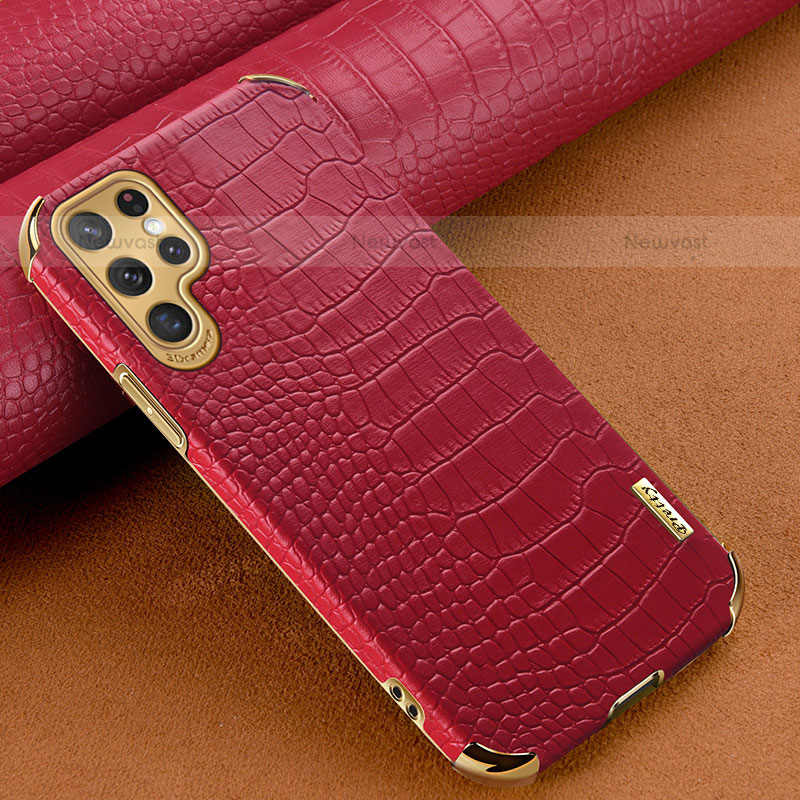 Soft Luxury Leather Snap On Case Cover R01 for Samsung Galaxy S21 Ultra 5G Red