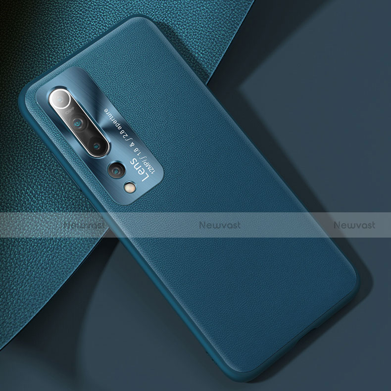Soft Luxury Leather Snap On Case Cover R01 for Xiaomi Mi 10 Cyan