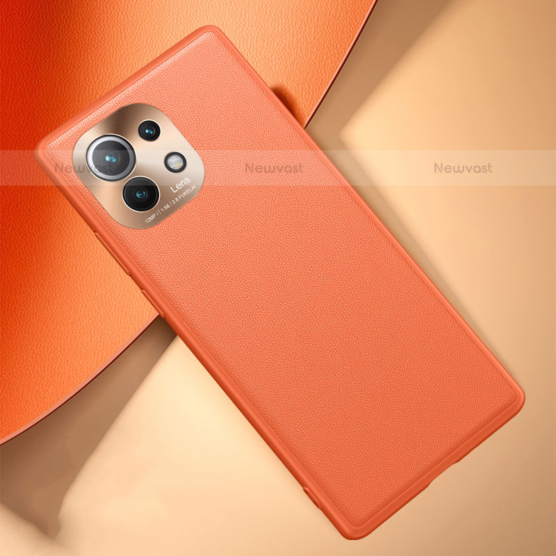 Soft Luxury Leather Snap On Case Cover R01 for Xiaomi Mi 11 5G Orange