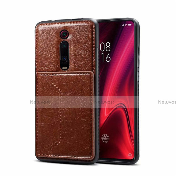 Soft Luxury Leather Snap On Case Cover R01 for Xiaomi Mi 9T Pro Brown