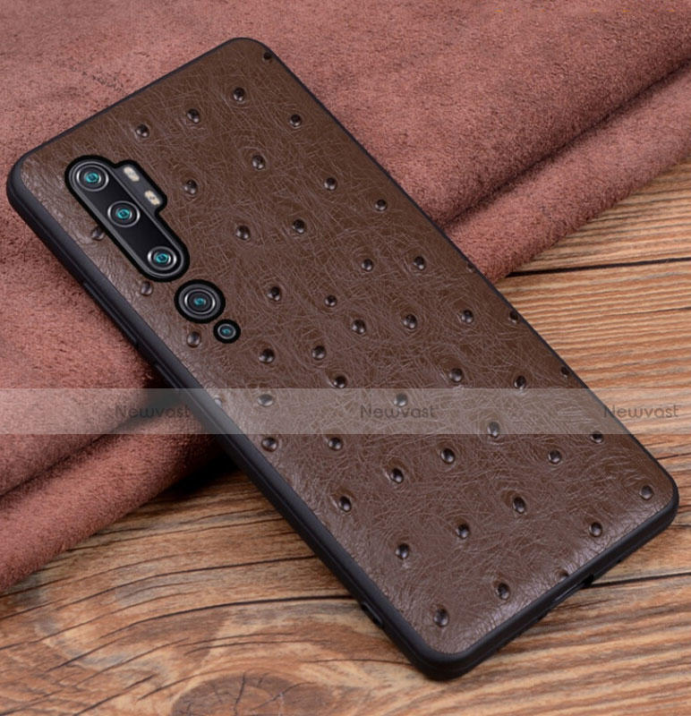 Soft Luxury Leather Snap On Case Cover R01 for Xiaomi Mi Note 10 Brown