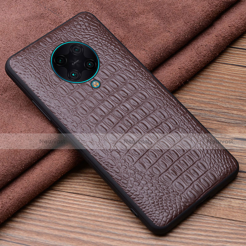 Soft Luxury Leather Snap On Case Cover R01 for Xiaomi Poco F2 Pro Brown