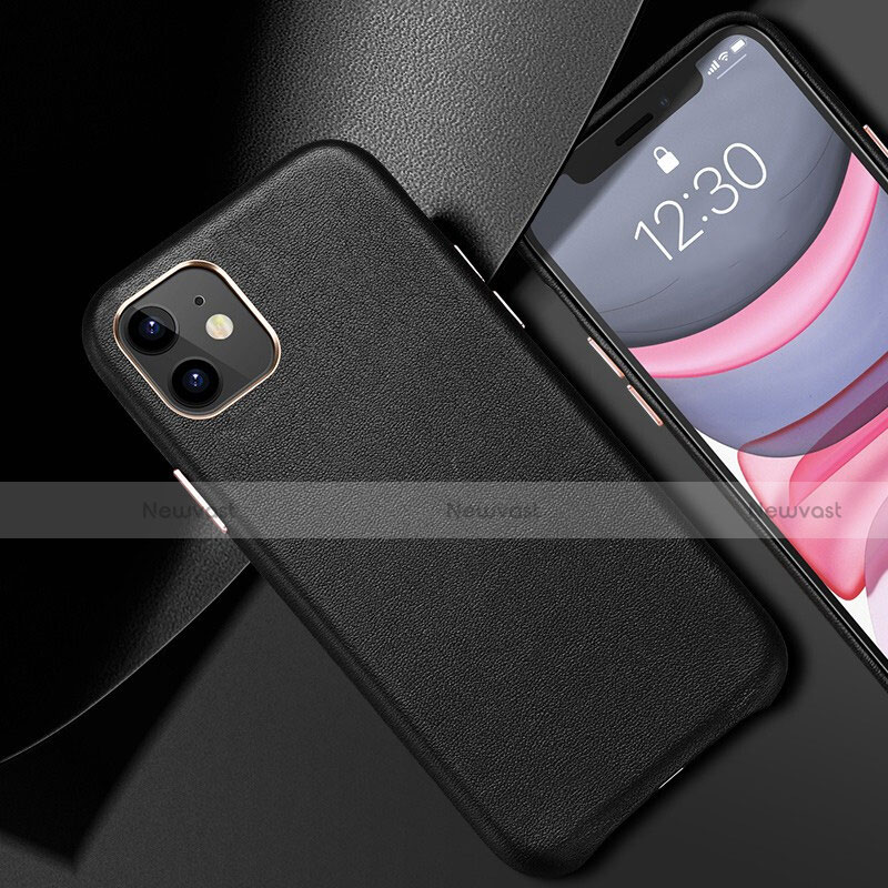 Soft Luxury Leather Snap On Case Cover R02 for Apple iPhone 11 Black