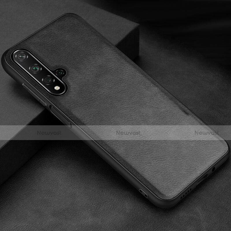Soft Luxury Leather Snap On Case Cover R02 for Huawei Honor 20 Black