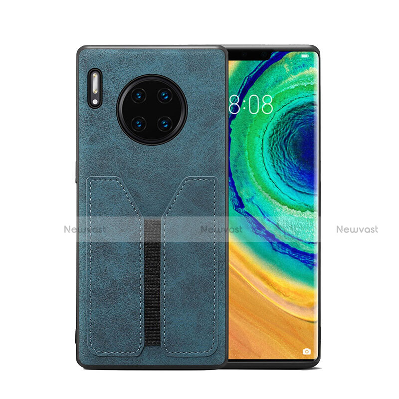 Soft Luxury Leather Snap On Case Cover R02 for Huawei Mate 30 Pro 5G Blue