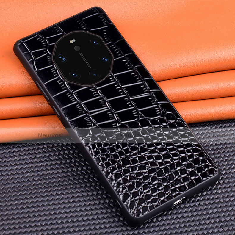 Soft Luxury Leather Snap On Case Cover R02 for Huawei Mate 40 RS Black