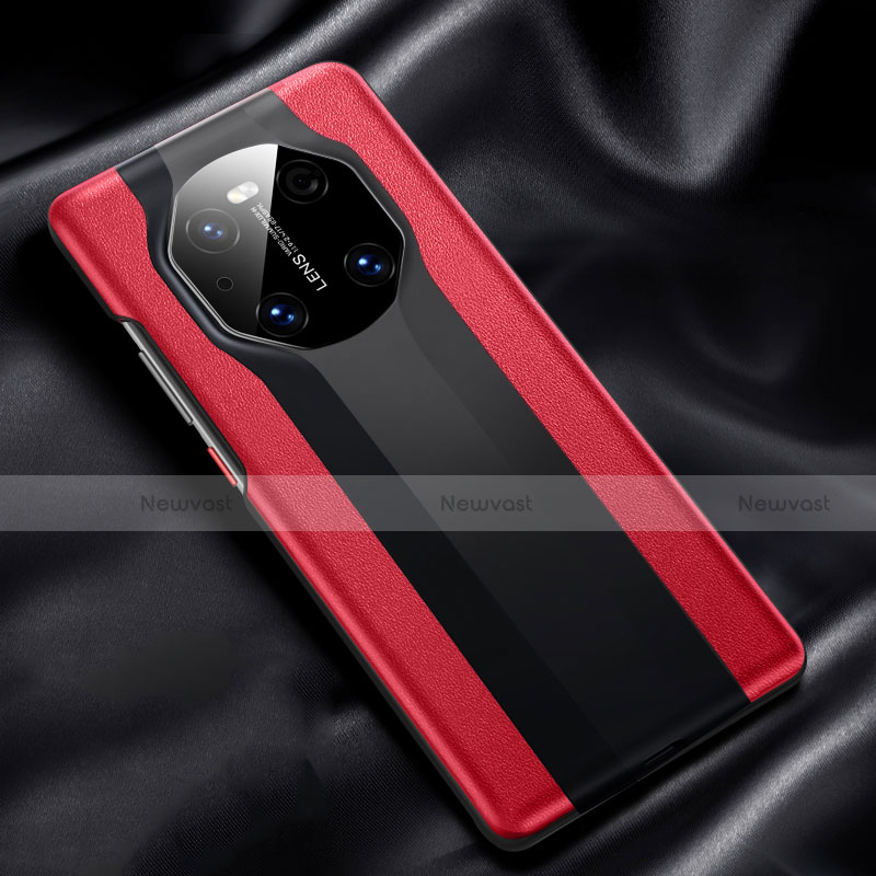 Soft Luxury Leather Snap On Case Cover R02 for Huawei Mate 40E 5G Red