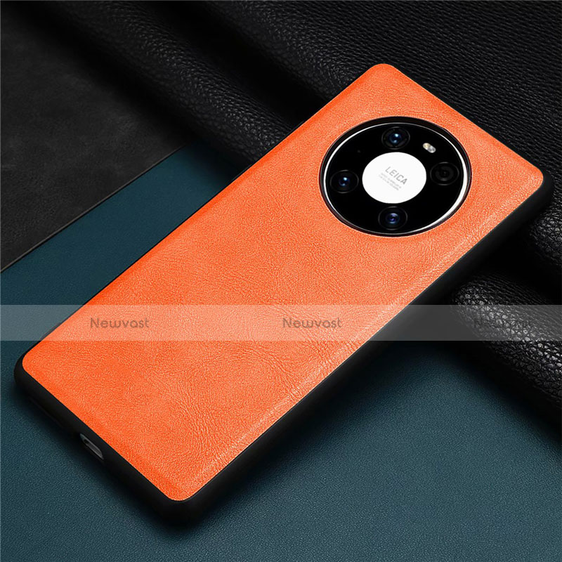 Soft Luxury Leather Snap On Case Cover R02 for Huawei Mate 40E Pro 4G Orange