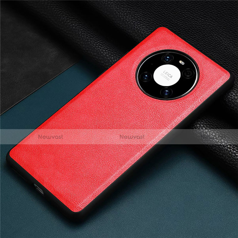 Soft Luxury Leather Snap On Case Cover R02 for Huawei Mate 40E Pro 5G Red
