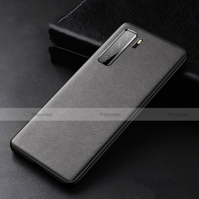 Soft Luxury Leather Snap On Case Cover R02 for Huawei Nova 7 SE 5G Black
