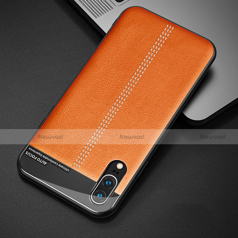 Soft Luxury Leather Snap On Case Cover R02 for Huawei P20 Orange