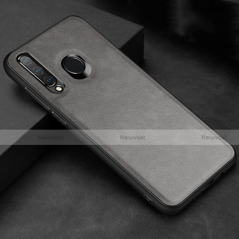 Soft Luxury Leather Snap On Case Cover R02 for Huawei P30 Lite New Edition Gray