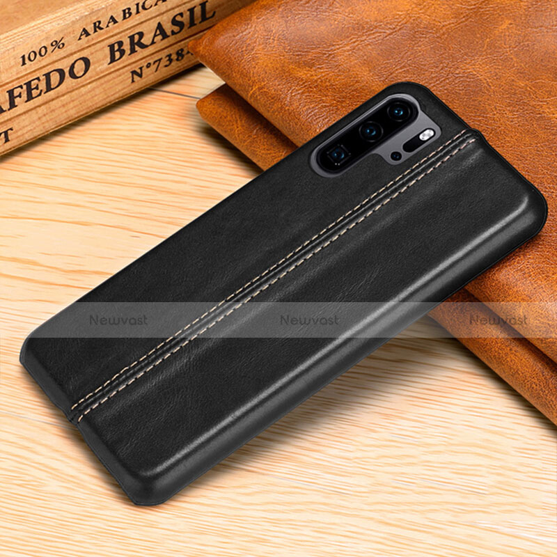 Soft Luxury Leather Snap On Case Cover R02 for Huawei P30 Pro New Edition Black