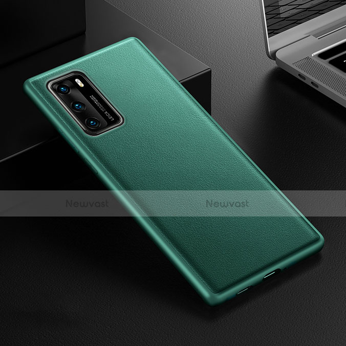 Soft Luxury Leather Snap On Case Cover R02 for Huawei P40 Green