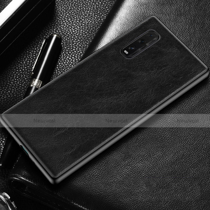 Soft Luxury Leather Snap On Case Cover R02 for Oppo Find X2 Black