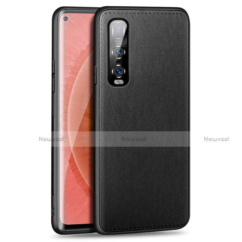 Soft Luxury Leather Snap On Case Cover R02 for Oppo Find X2 Pro Black