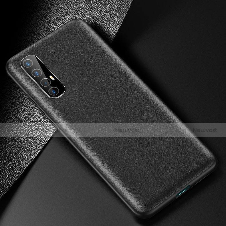 Soft Luxury Leather Snap On Case Cover R02 for Oppo Reno3 Pro Black
