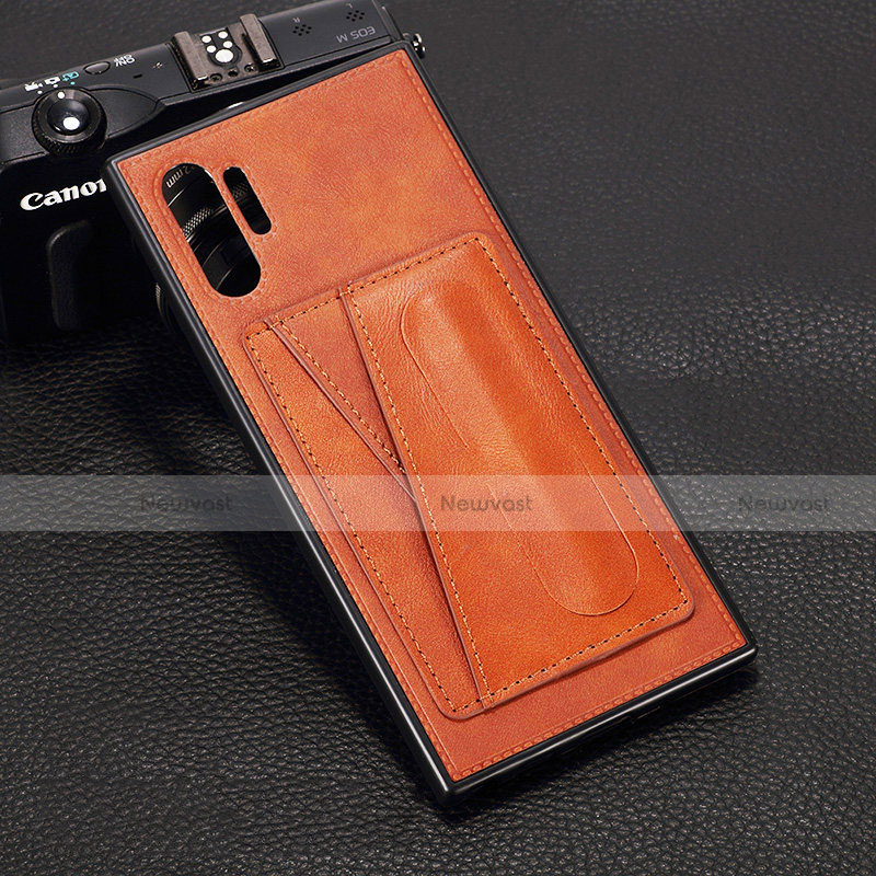 Soft Luxury Leather Snap On Case Cover R02 for Samsung Galaxy Note 10 Plus 5G Orange