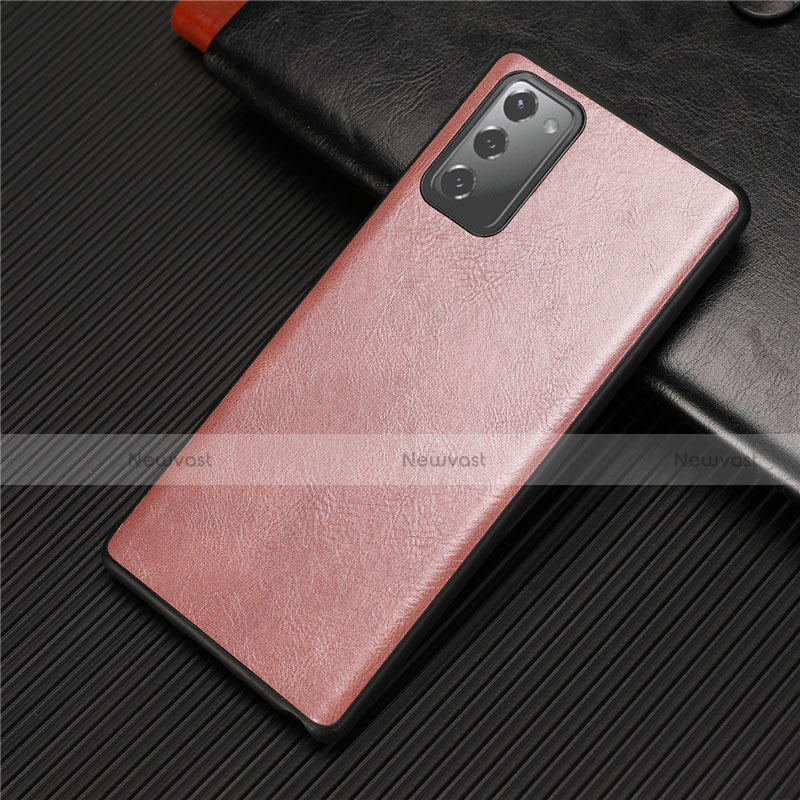 Soft Luxury Leather Snap On Case Cover R02 for Samsung Galaxy Note 20 5G Rose Gold