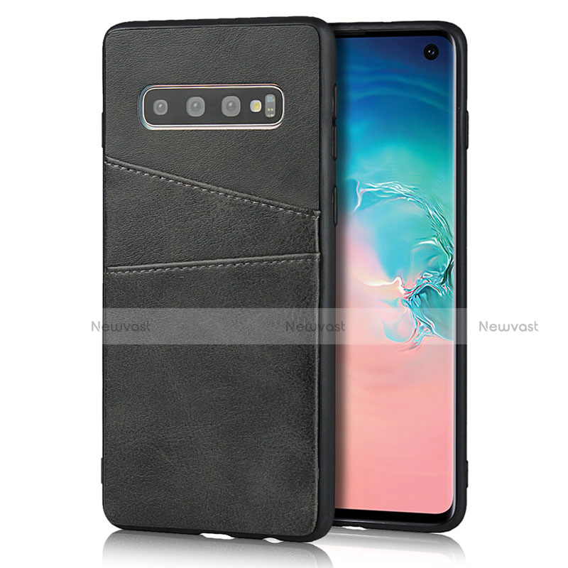 Soft Luxury Leather Snap On Case Cover R02 for Samsung Galaxy S10 5G Black