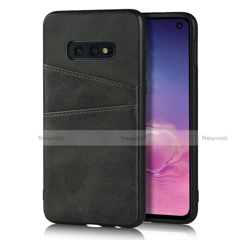 Soft Luxury Leather Snap On Case Cover R02 for Samsung Galaxy S10e Black