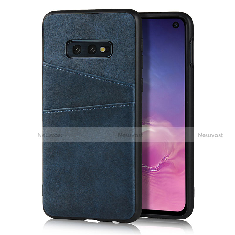 Soft Luxury Leather Snap On Case Cover R02 for Samsung Galaxy S10e Blue