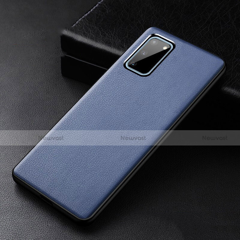 Soft Luxury Leather Snap On Case Cover R02 for Samsung Galaxy S20 5G Blue