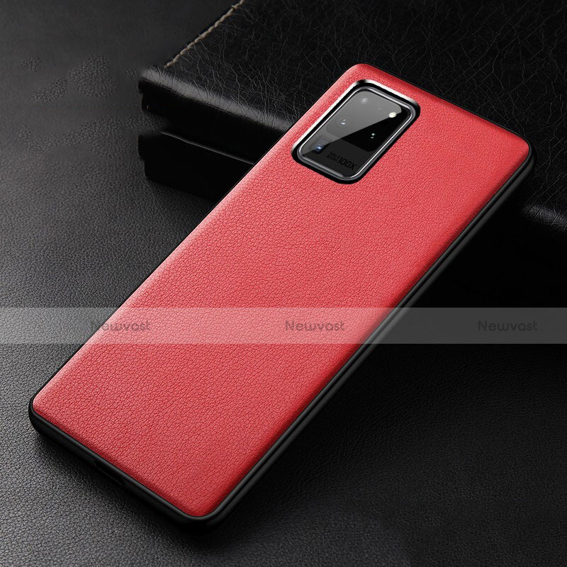 Soft Luxury Leather Snap On Case Cover R02 for Samsung Galaxy S20 Ultra 5G Red