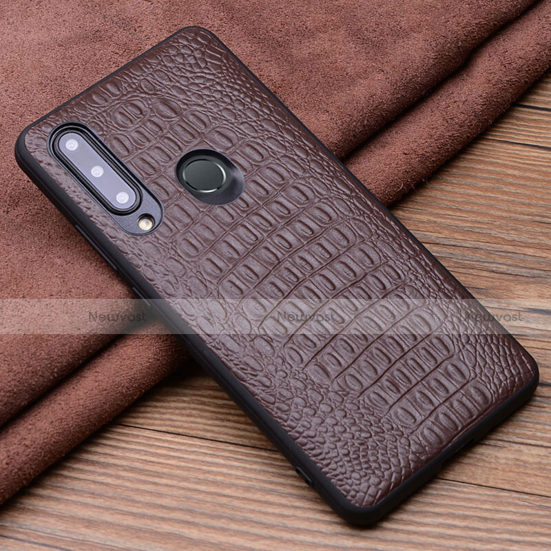 Soft Luxury Leather Snap On Case Cover R03 for Huawei Honor 20 Lite Brown