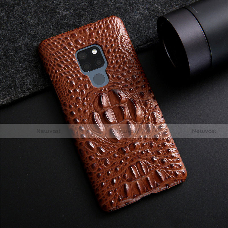 Soft Luxury Leather Snap On Case Cover R03 for Huawei Mate 20 Brown