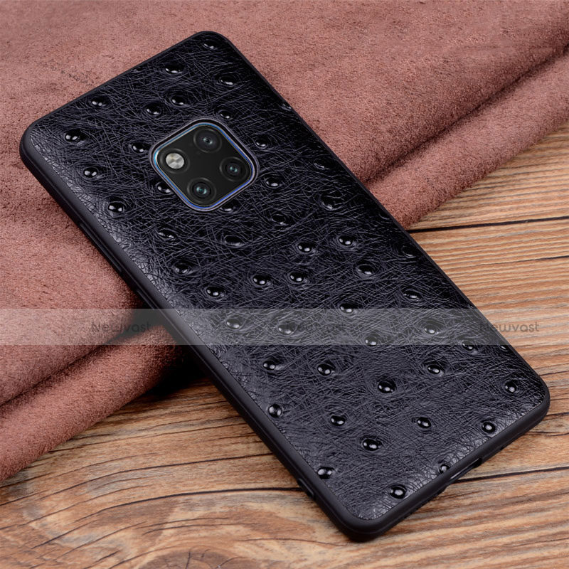 Soft Luxury Leather Snap On Case Cover R03 for Huawei Mate 20 Pro Black