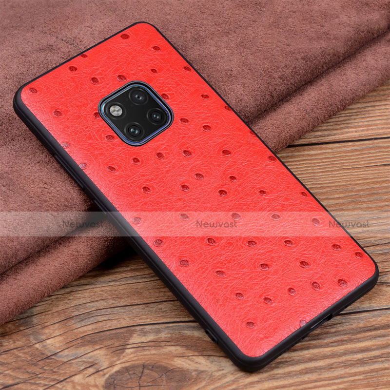 Soft Luxury Leather Snap On Case Cover R03 for Huawei Mate 20 Pro Red