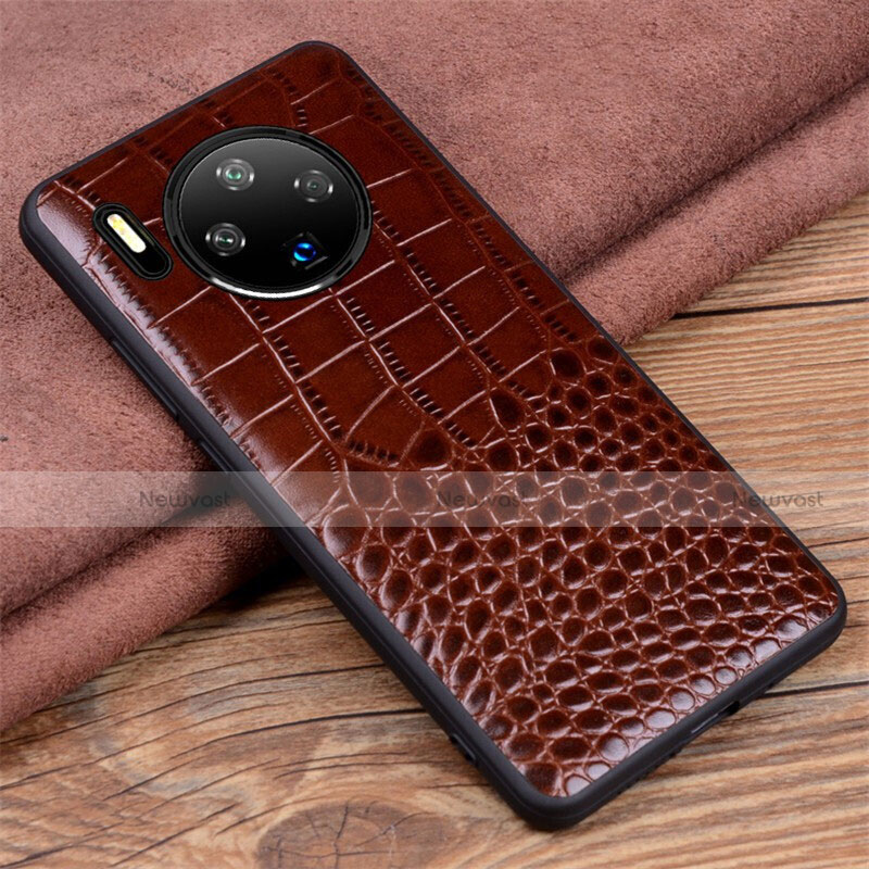 Soft Luxury Leather Snap On Case Cover R03 for Huawei Mate 30 Brown