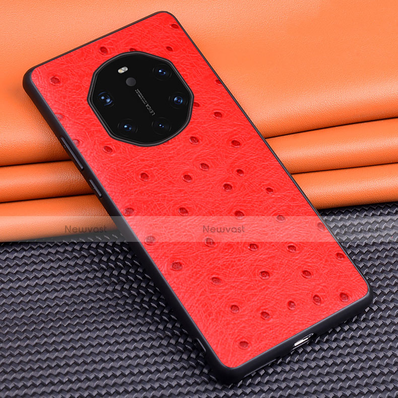Soft Luxury Leather Snap On Case Cover R03 for Huawei Mate 40 RS Red